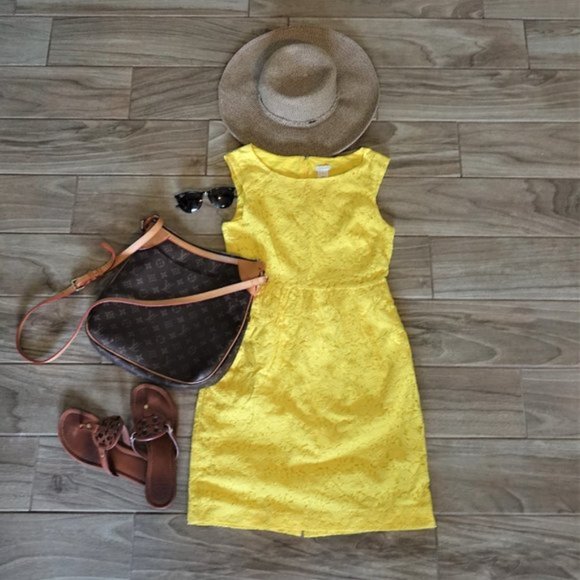 J. Crew Dresses & Skirts - J. Crew Floral Yellow Lace Dress